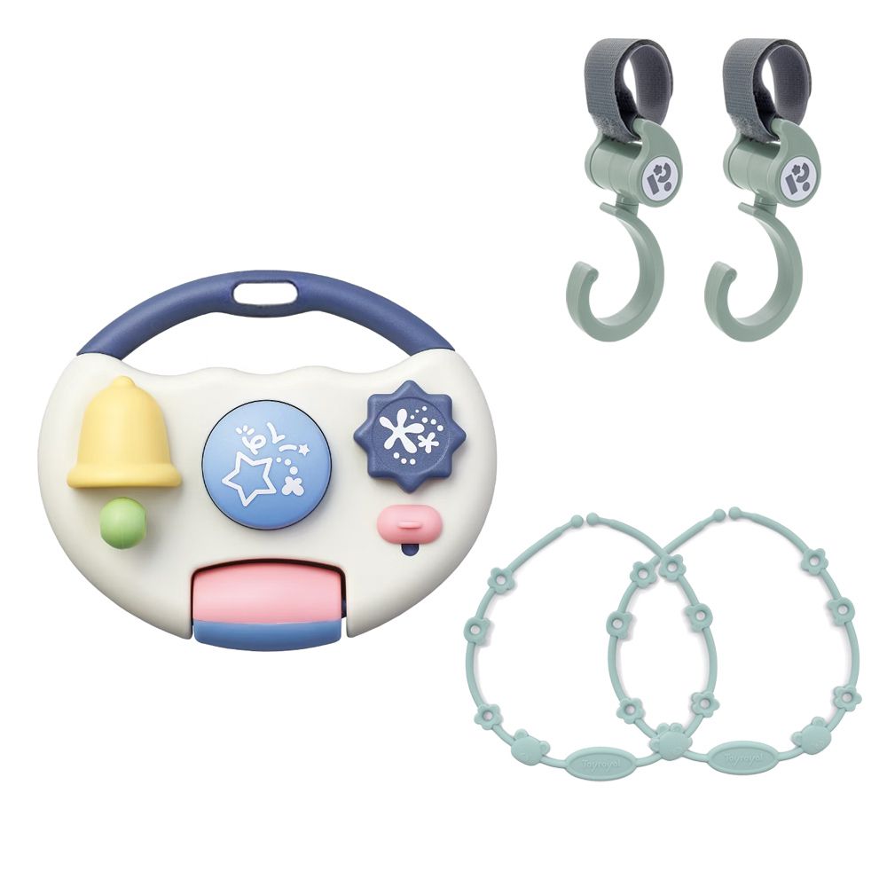 迷你遊戲板+BabyCity多功能旋轉掛鉤x2+多功能防掉帶海霧藍x2-鼠尾草綠