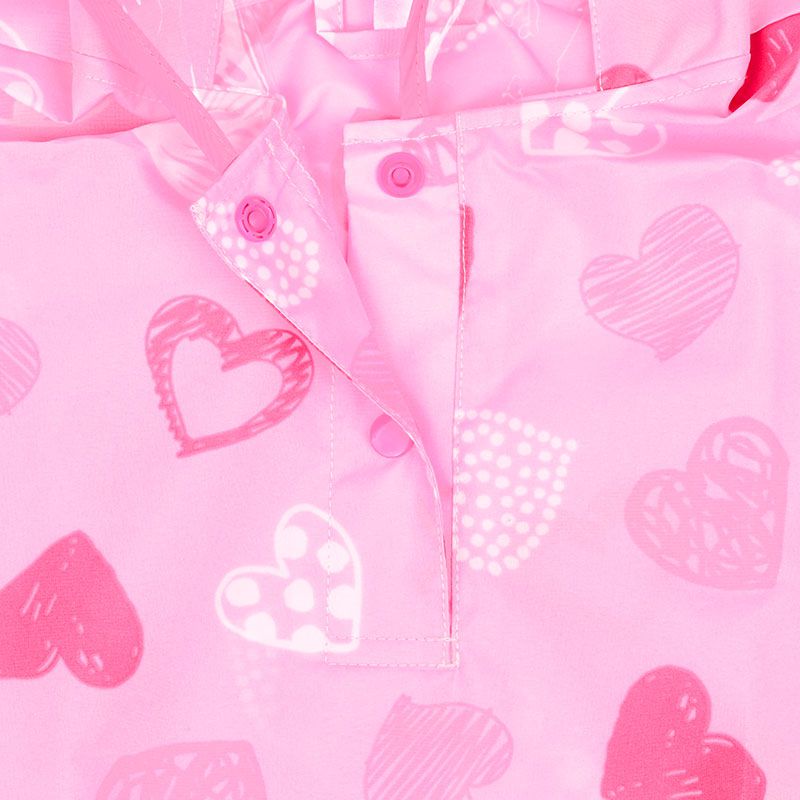 akachan honpo - 短斗篷式雨衣-愛心-粉紅色 (90cm)