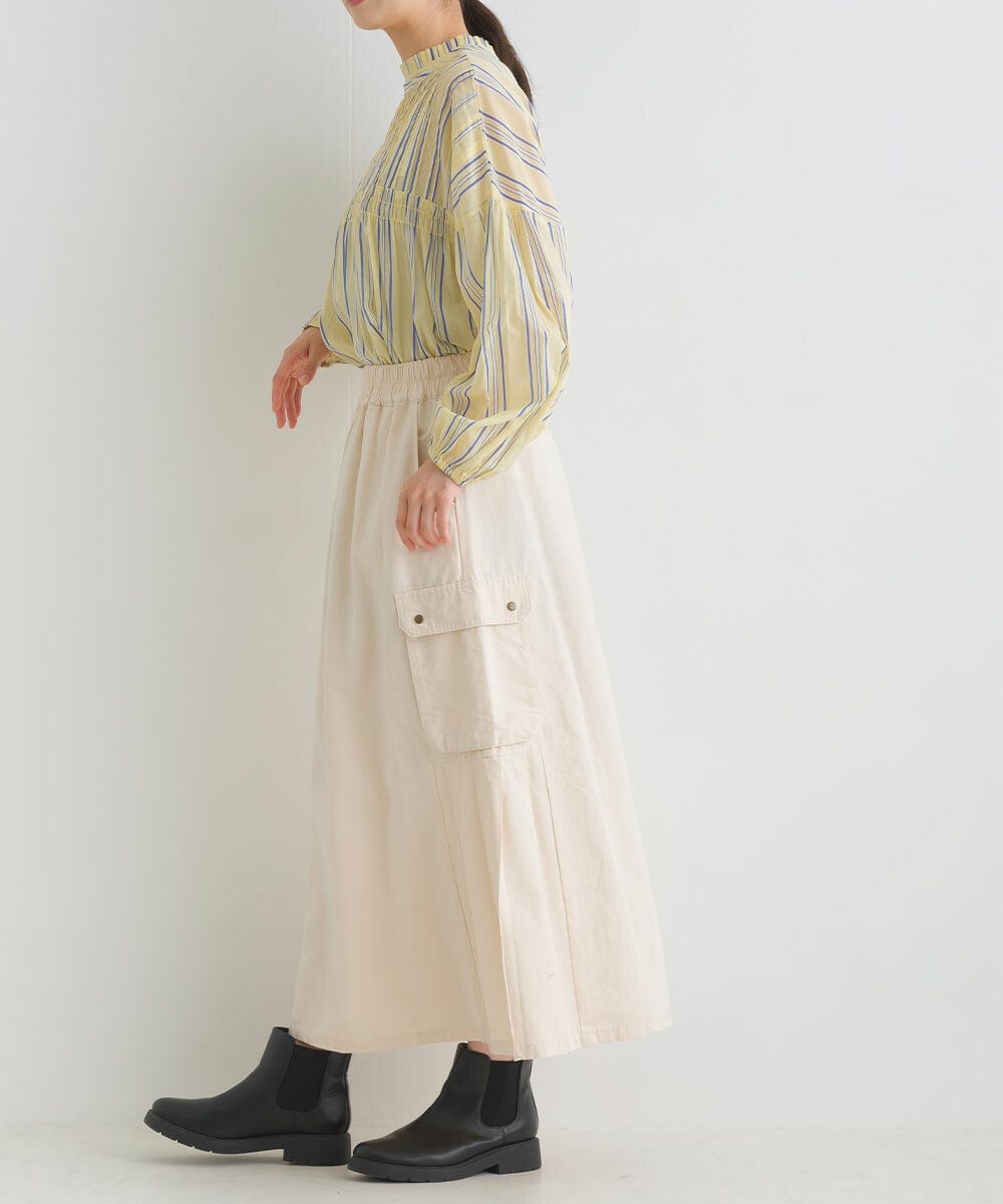 日本女裝代購 - 休閒風側口袋工裝裙-焦糖橘