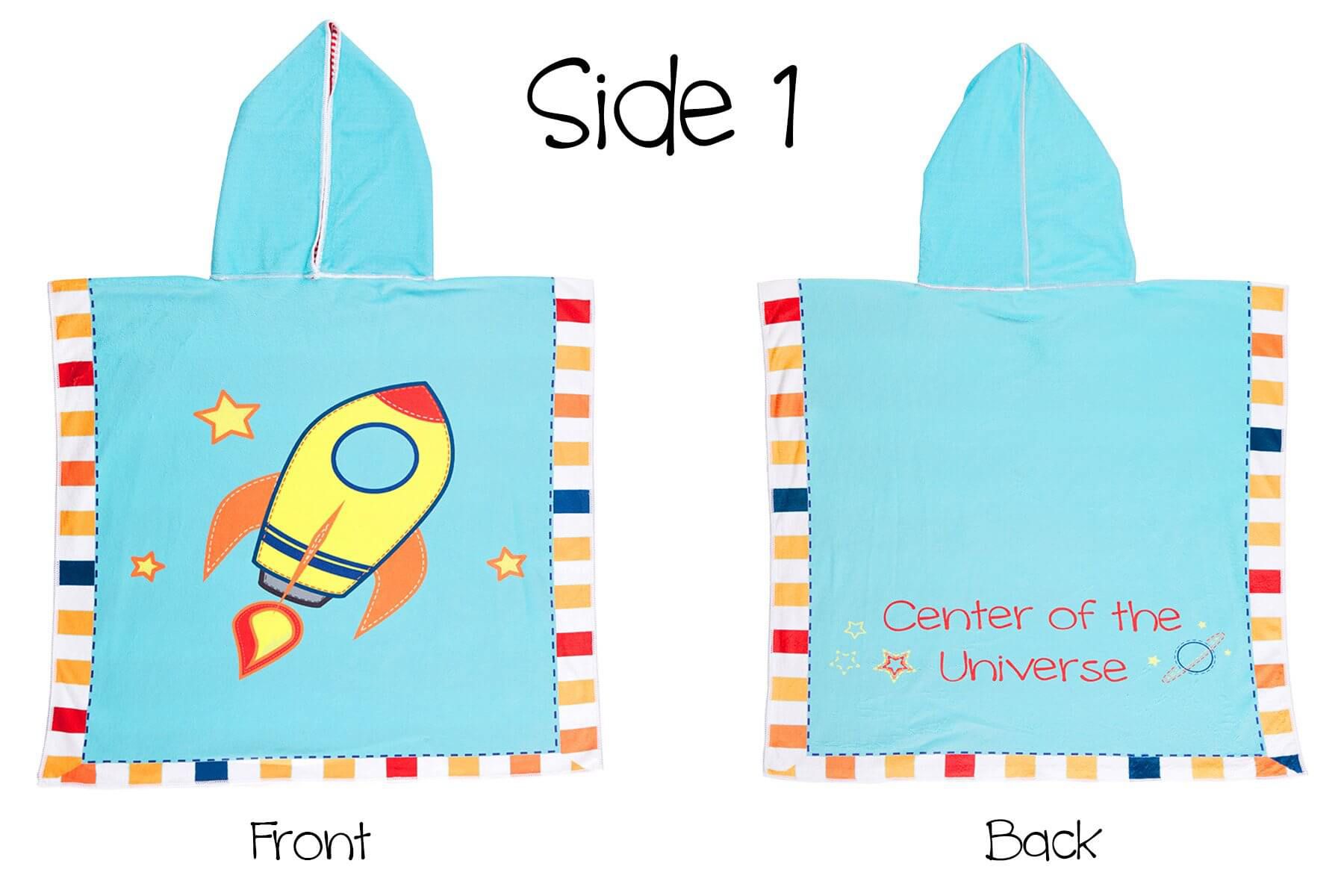 加拿大 flapjackkids - 雙面防曬連帽罩衫/浴巾-火箭/機器人