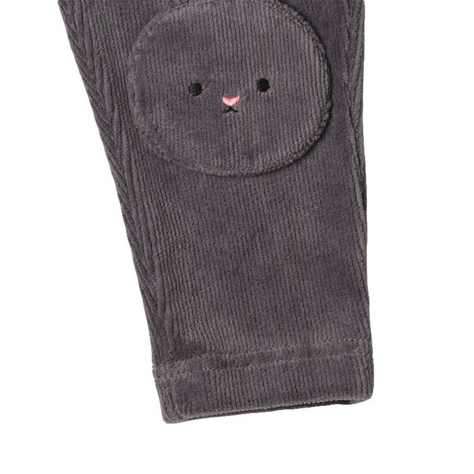 akachan honpo - 10分燈心絨褲-膝蓋圖案-深灰色