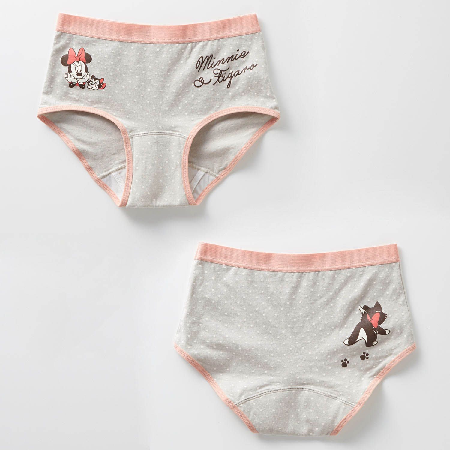 日本千趣會 - 迪士尼印花特殊雙層隱形蝶翼生理褲(媽媽)-米妮與費加羅-灰點點