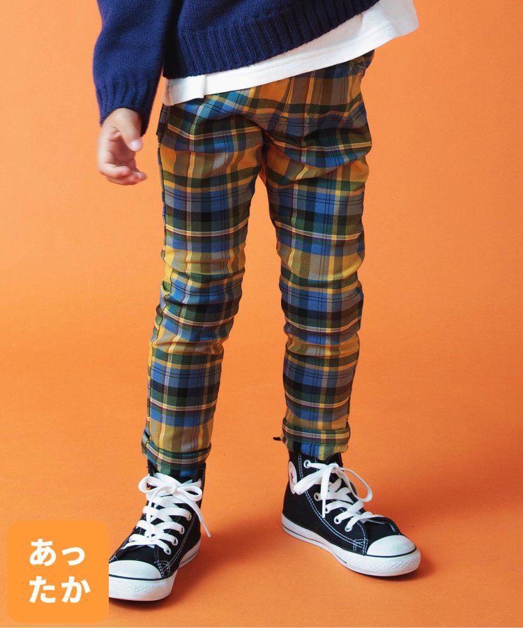 日本 BREEZE - 內刷毛輕量彈力合身長褲-素色-丹寧藍