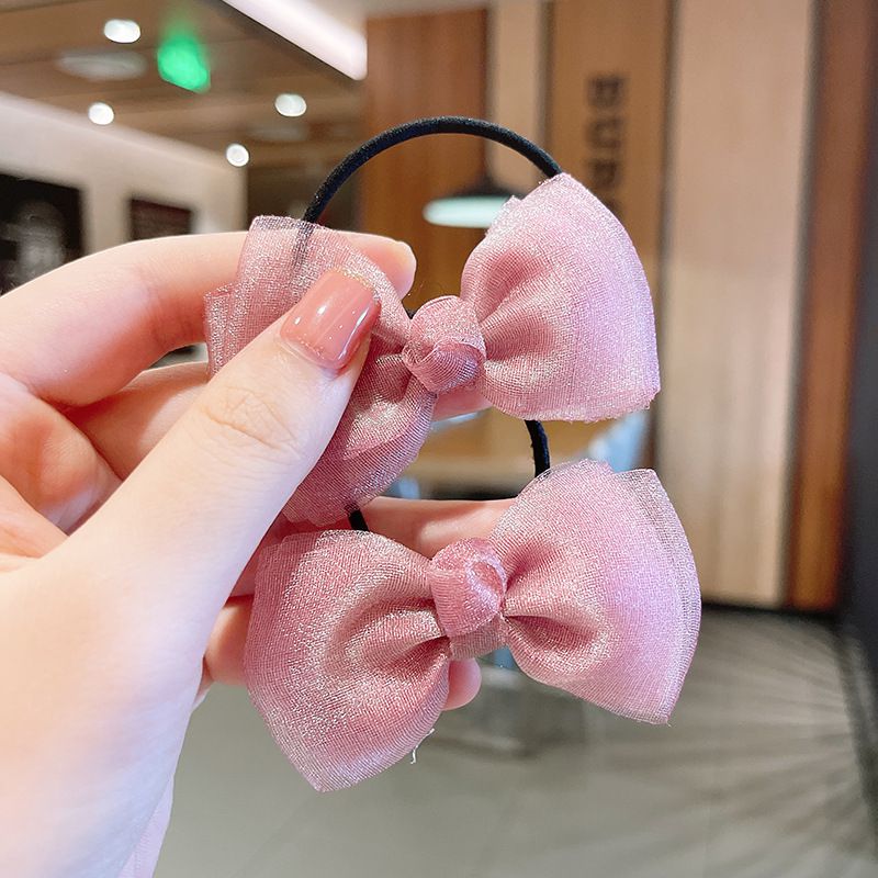 亮亮網紗蝴蝶結髮夾(2入組)-海軍藍