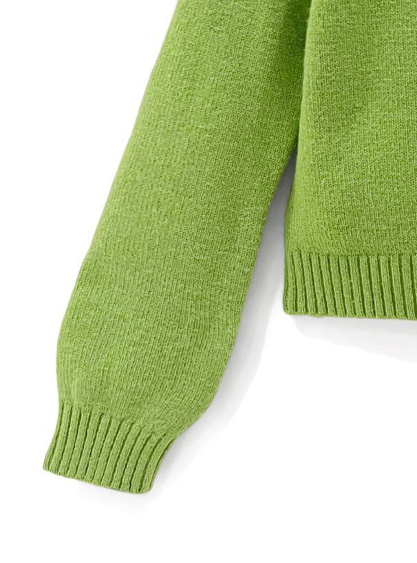 日本 GRL - 短版簡約圓領針織毛衣-淺灰 (F)