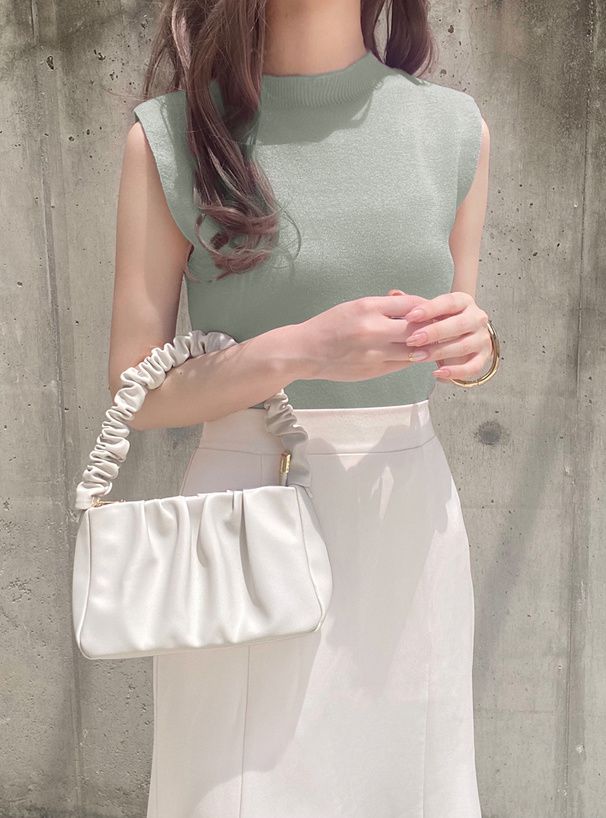 日本 GRL - 彈性薄針織顯瘦無袖上衣-天使白