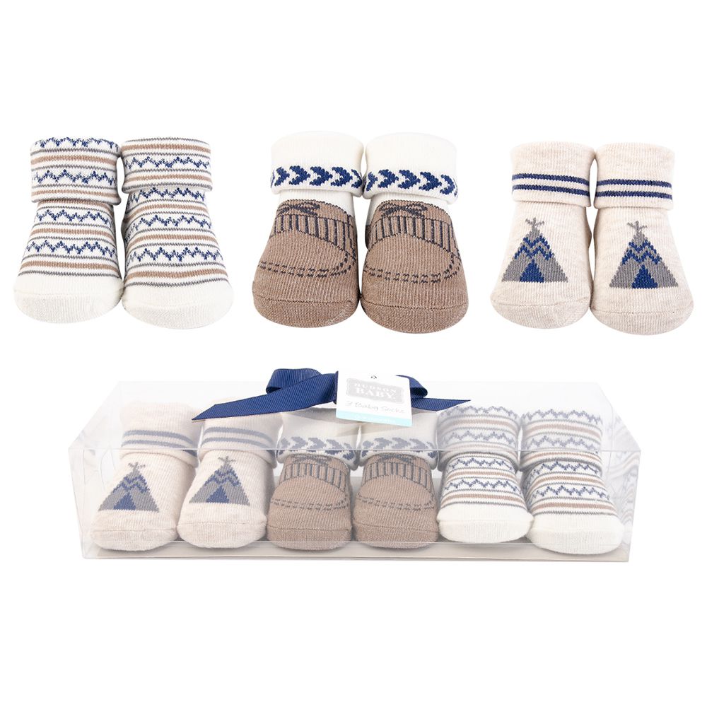 美國 Luvable Friends - 嬰兒襪/寶寶襪/初生襪 3入組-露營野趣 (0-9M)