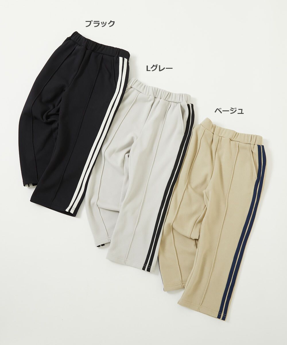 日本 devirock - 裏毛運動風側邊線條長褲-淺灰