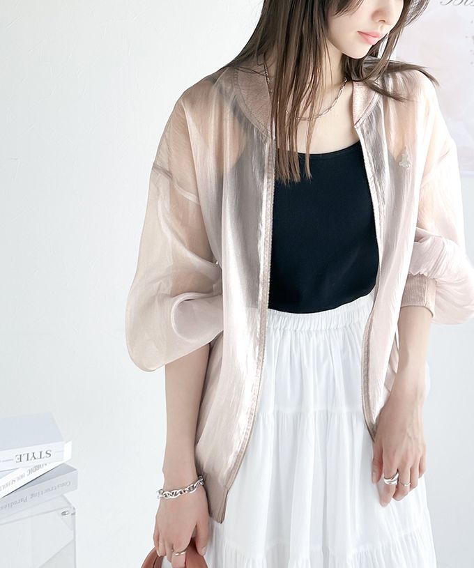 日本 Classical Elf - 輕盈透膚微光澤拉鍊薄外套-萊姆綠