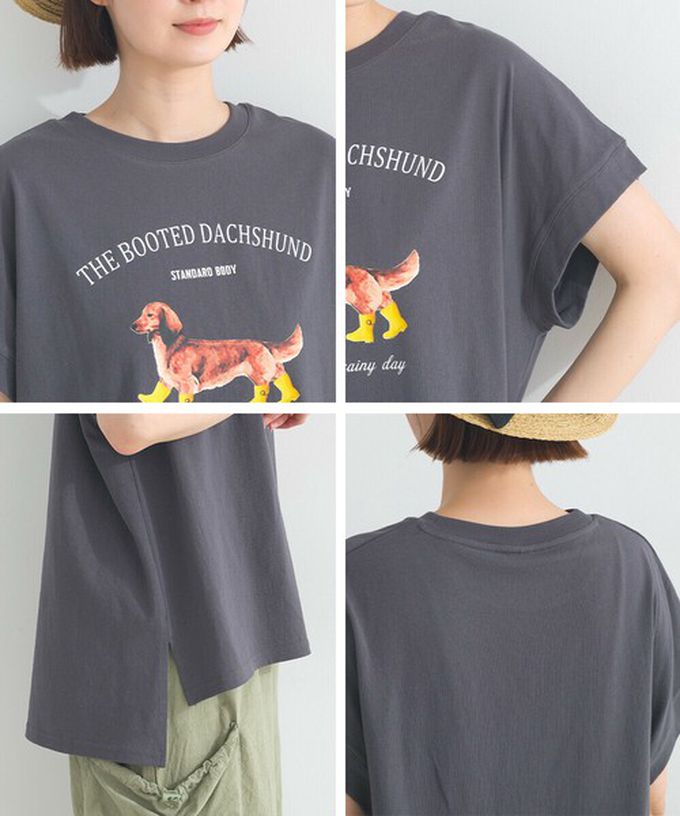 日本 Lupilien - 16OE天竺棉 臘腸狗印花短袖上衣-白