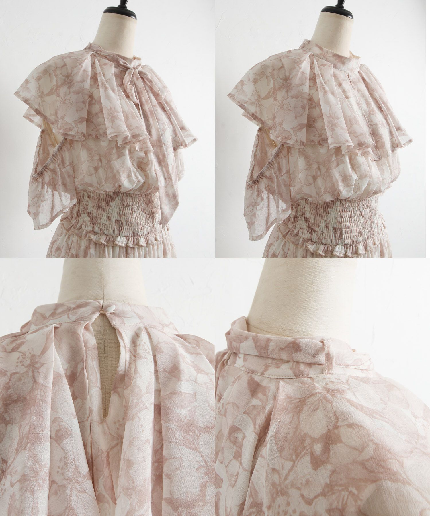 日本 tocco-closet - 浪漫時光碎花雪紡洋裝-寶貝藍