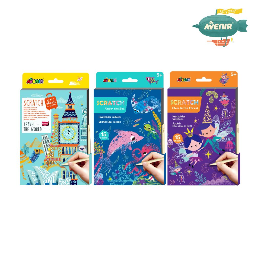 中號A5刮畫本系列(全系列三款)-森林精靈/海底世界/環遊世界