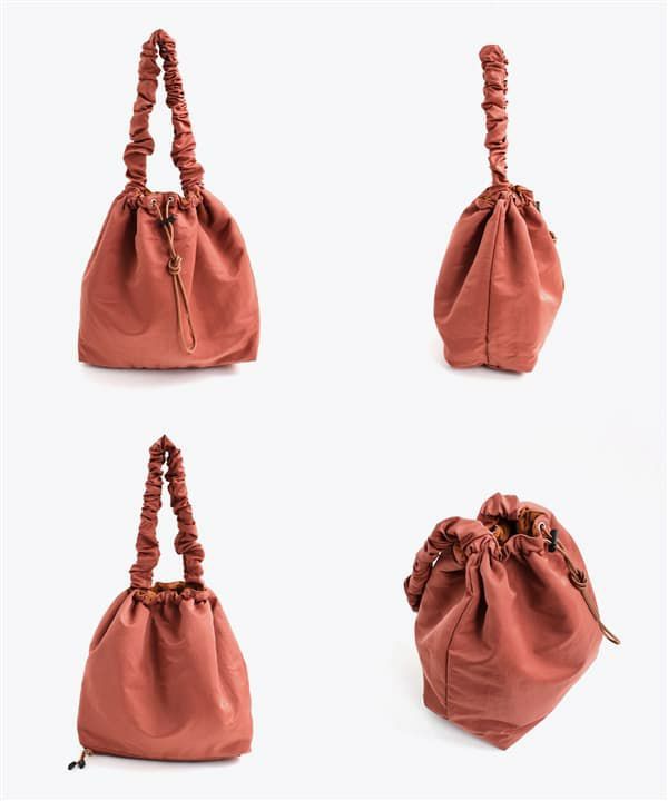 日本 zootie - [撥水加工] 可愛抽繩泡泡大容量肩背包-磚紅橘