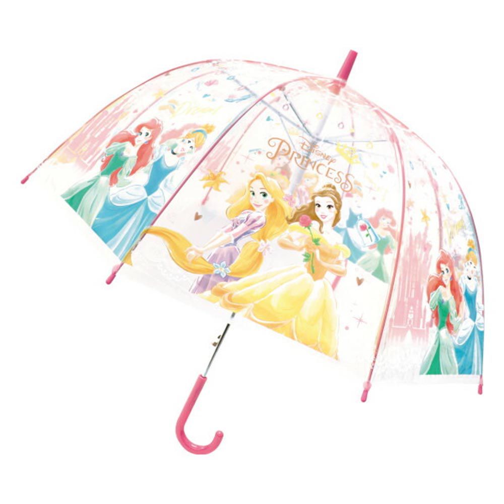 日本 J'S PLANNING - 小孩最愛印花透明直傘-迪士尼公主們-粉紅 (55cm)