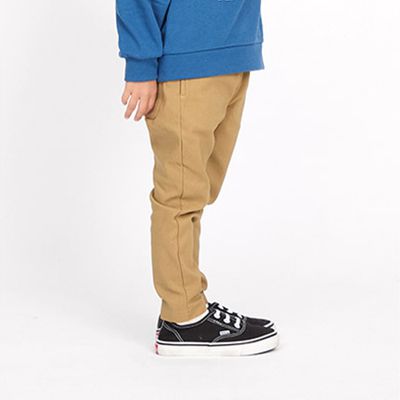 日本 ZOOLAND - 裏起毛 超彈力舒適長褲-素面-卡其杏