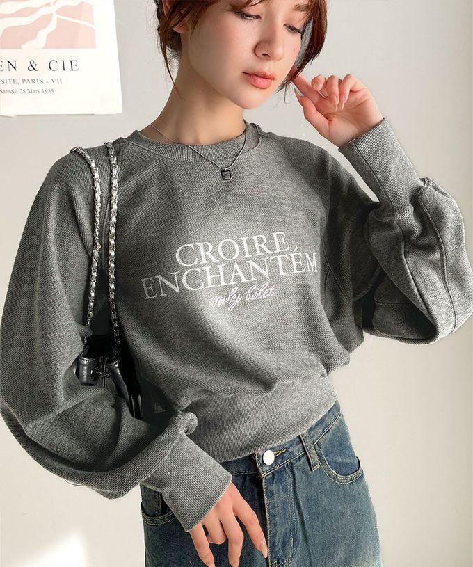 日本 Classical Elf - mily bilet 低調水鑽字母束腰短版上衣-紅