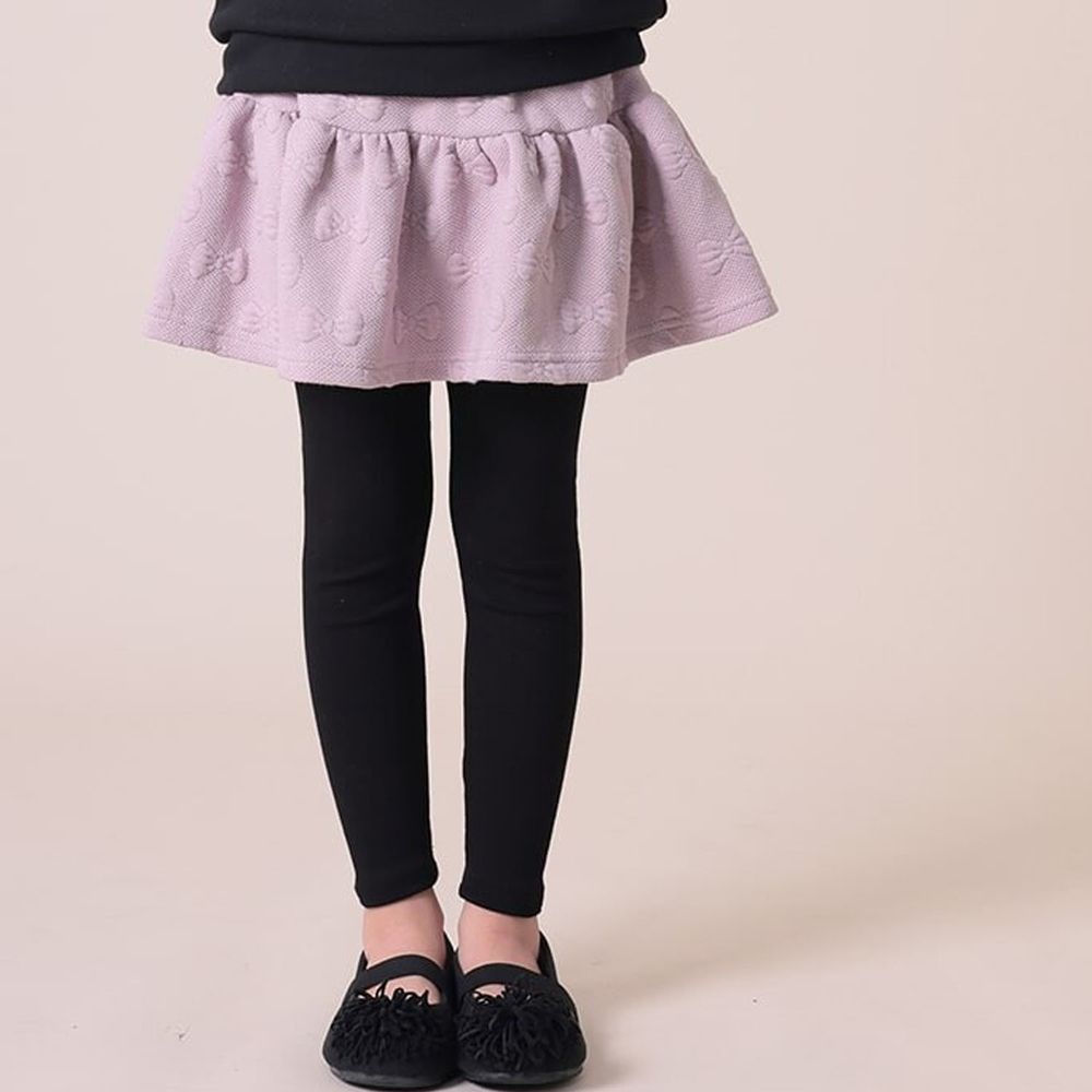 日本 TORIDORY - 保暖彈性內搭褲裙-立體蝴蝶結-粉紅