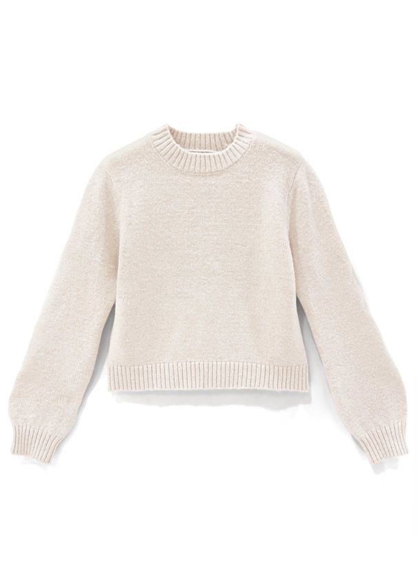 日本 GRL - 短版簡約圓領針織毛衣-淺灰 (F)