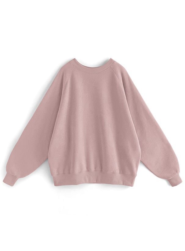 日本 GRL - 圓領內刷毛落肩長袖上衣-薰衣草 (F)