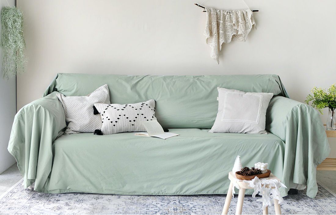 韓國 Prielle - 60支高密度棉防水防污沙發套-綠 (220X330)