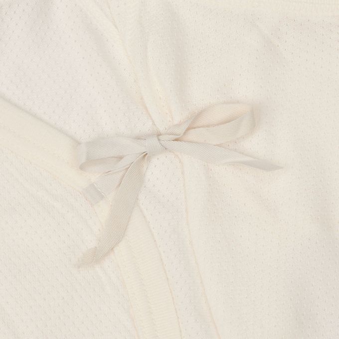 akachan honpo - 新生兒內衣6件組-按扣款 網眼 短袖 7分袖-米白色 (短袖肚衣:50cm  7分袖蝴蝶裝:50~60cm)