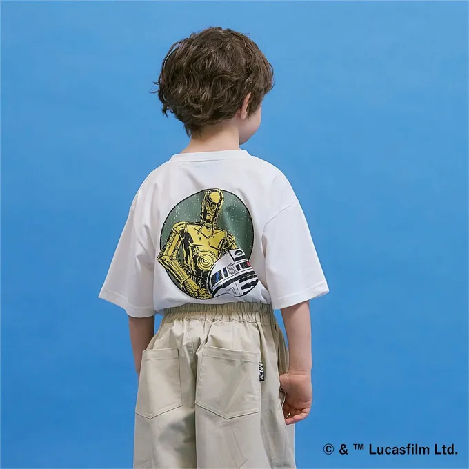 日本 b-ROOM - 限量星際聯名 防污速乾印花短袖上衣-STAR WARS-炭灰