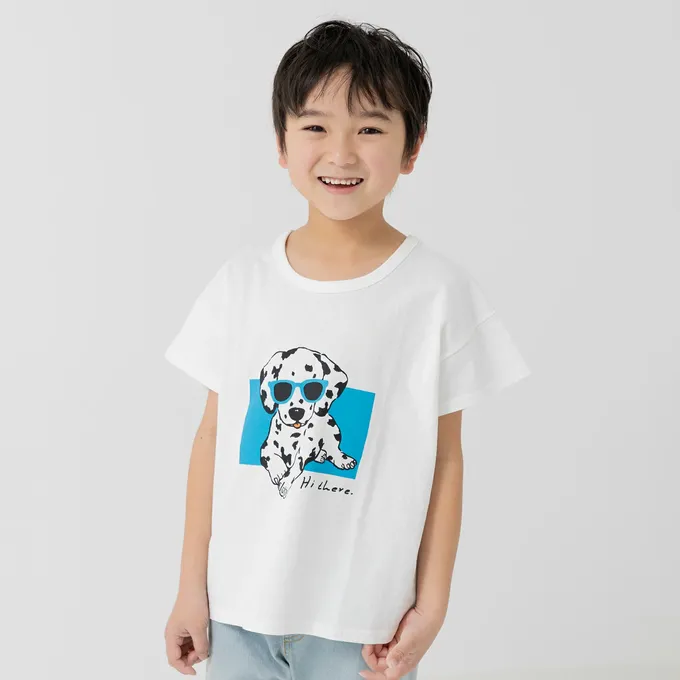 日本 Chil2 - 100%棉 印花柔軟短袖上衣-漢堡-白