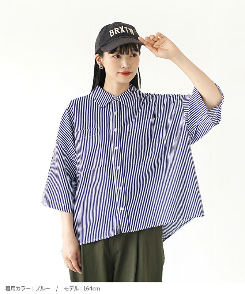 日本 zootie - 男孩感直條紋短袖襯衫-磚紅