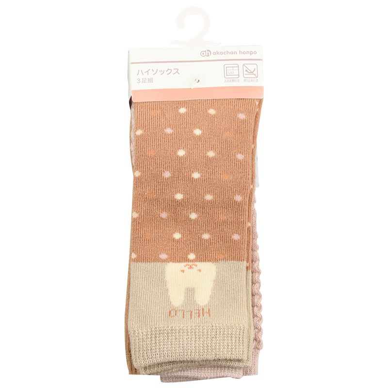 akachan honpo - 女長筒襪3入組-兔子-粉紅色 (9~14cm)
