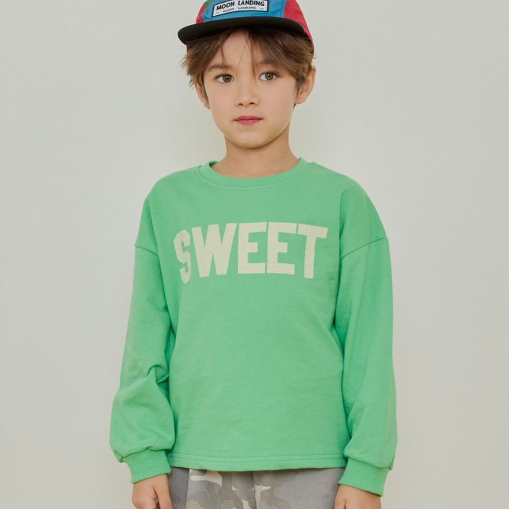 ERINJ 印刷文字純棉長袖上衣-SWEET-綠