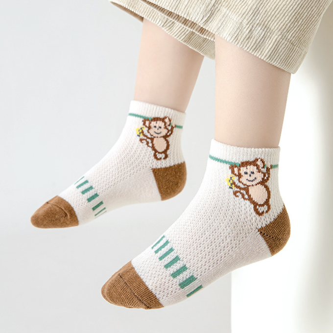 love, charlotte - 小猴子網眼短筒棉襪-5 雙一組