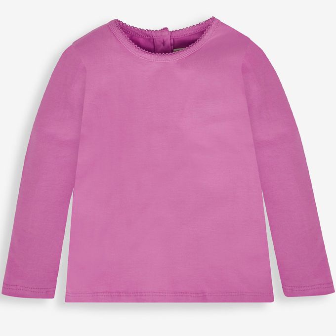 英國 JoJo Maman BeBe - 幼/兒童100%純棉長袖上衣 3 件組(可當內搭)-紫羅蘭
