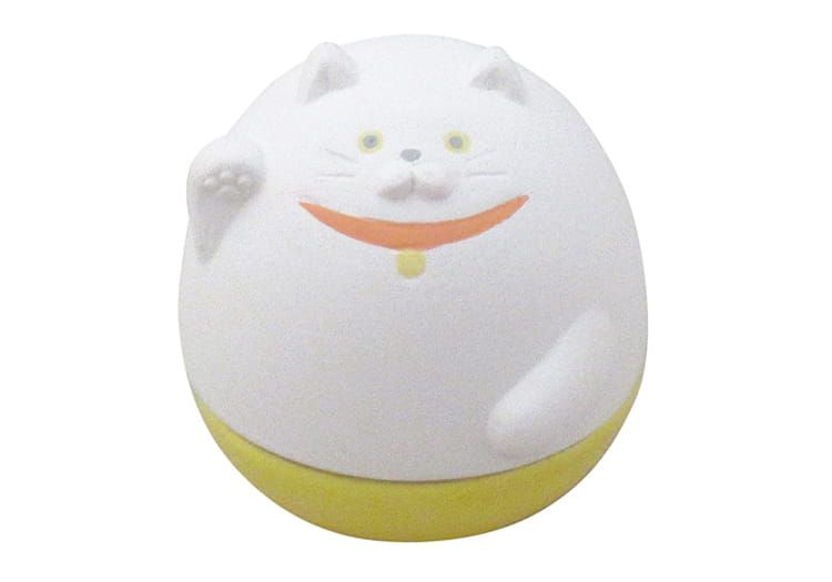 日本 DECOLE - 療癒精油陶土擴香石小公仔擺飾-不倒翁款-招財貓 (約5.2x5.5x5.6cm)