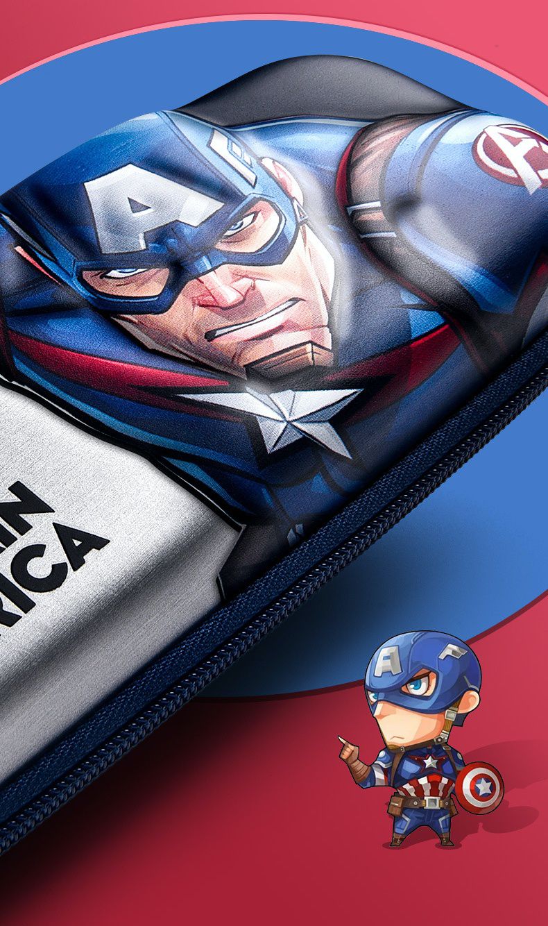 防水3D立體大容量鉛筆盒-卡通人物美國隊長 (橫版)