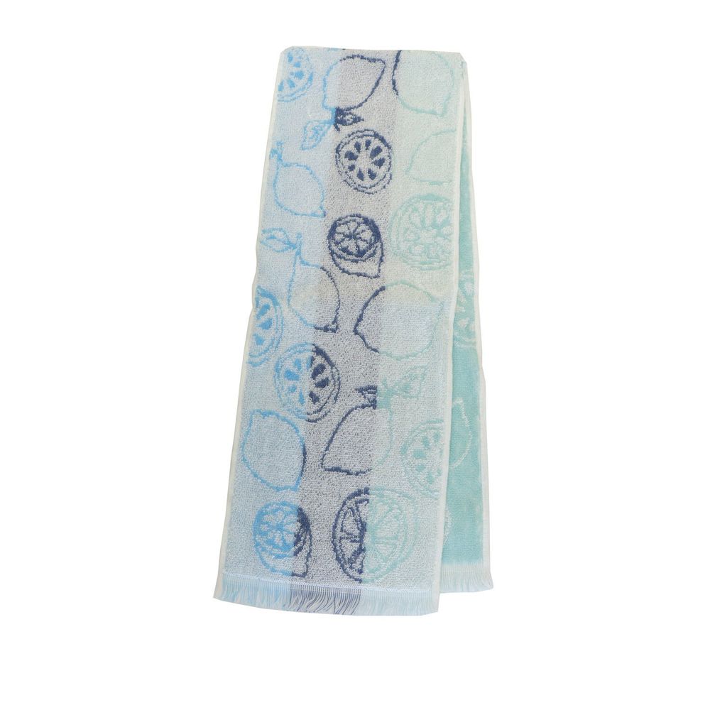 日本涼感雜貨 - 日本製 Eco de COOL 接觸冷感長毛巾-檸檬-水藍 (90x16cm)