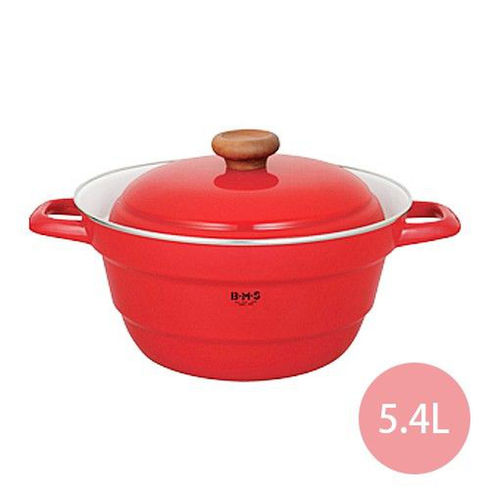 日本富士琺瑯 Bms多功能琺瑯鍋 紅 5 4l 27cm 媽咪愛