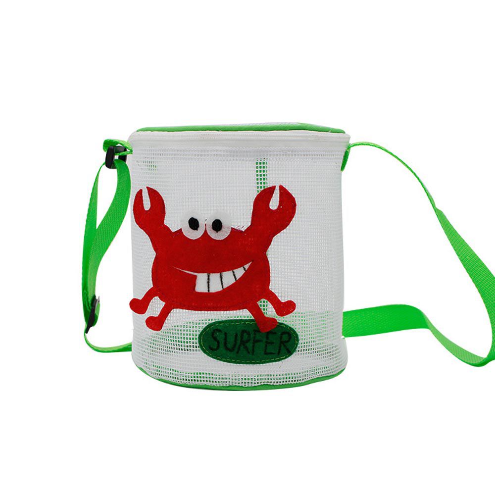 立體造型兒童斜背玩沙包/水桶包-螃蟹-綠色 (17x15cm)