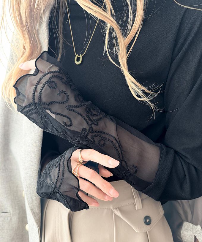 日本 Classical Elf - 精緻袖口蕾絲木耳立領上衣-白