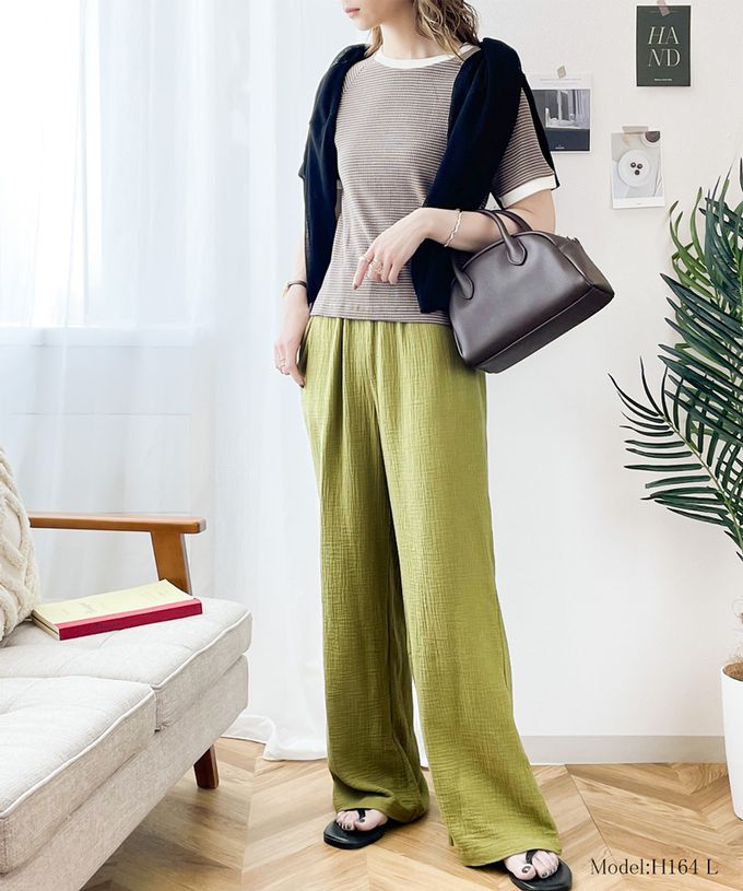 日本 Classical Elf - 純棉夏日柳葉舒適寬褲-黑