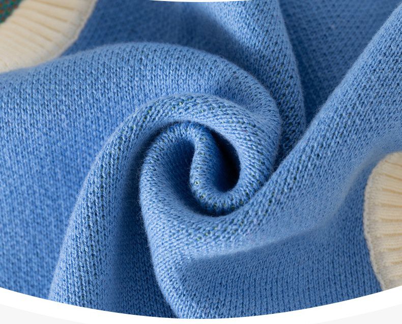 圓領百搭針織排釦背心-恐龍-藍色-釦子顏色隨機