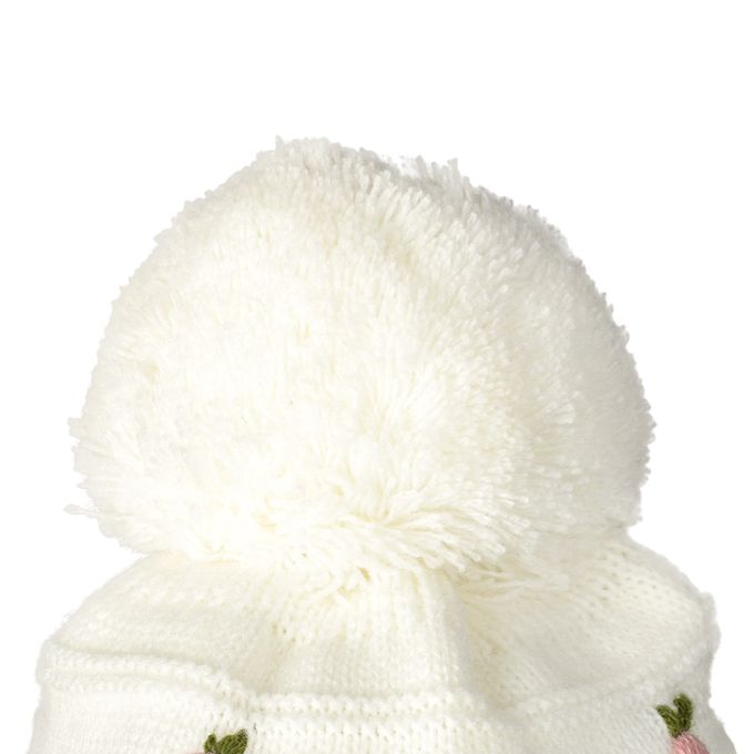 akachan honpo - 針織帽-水果刺繡-米白色