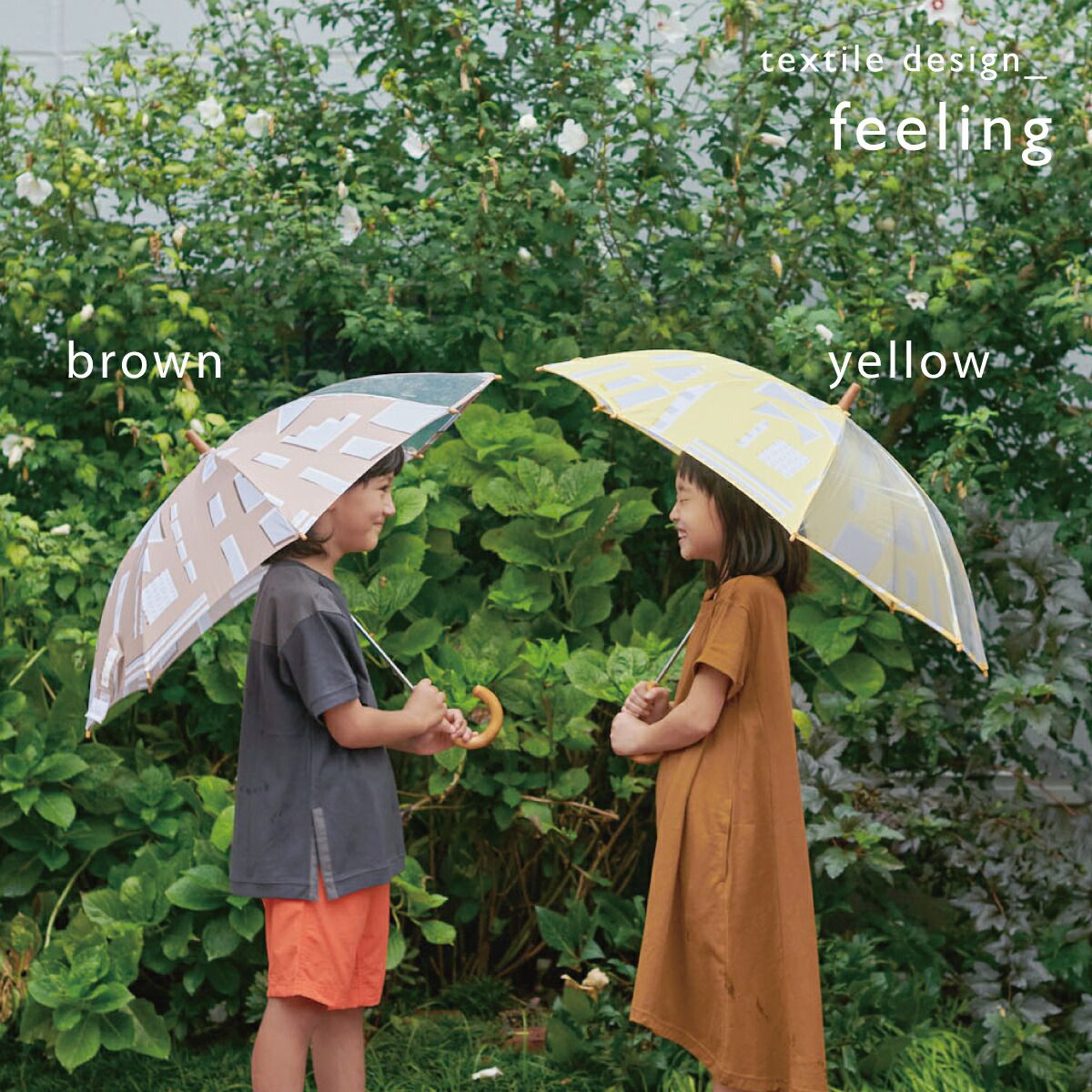 日本代購 - 印花透明窗兒童雨傘-幾何想像-亮黃 (45cm(身高105-110cm))