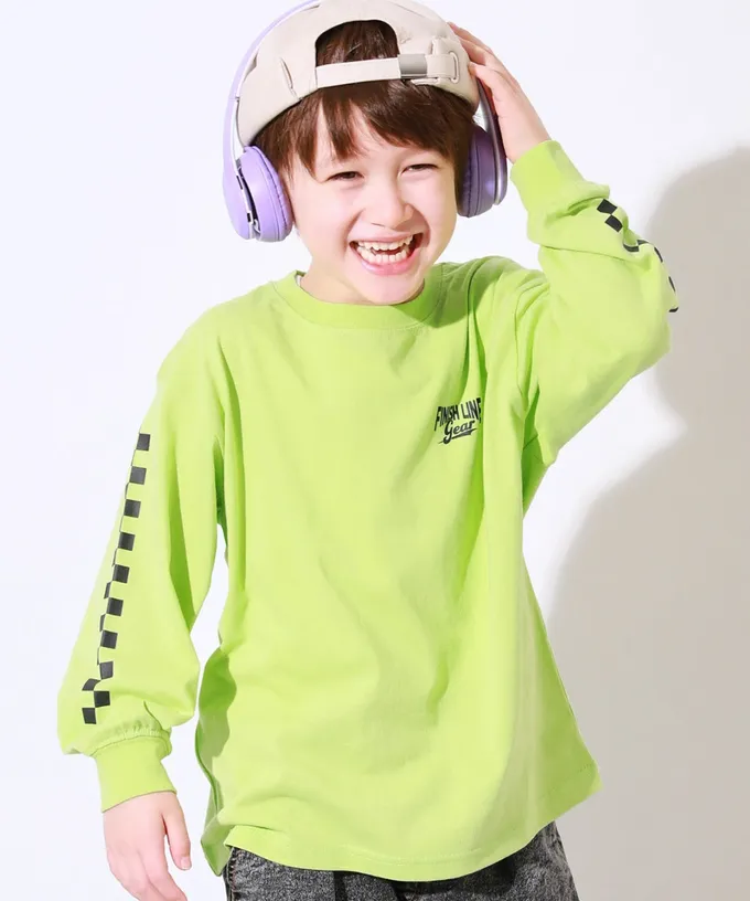 日本 devirock - 100%棉 定番印花寬版長袖上衣-圓圈logo-淺灰