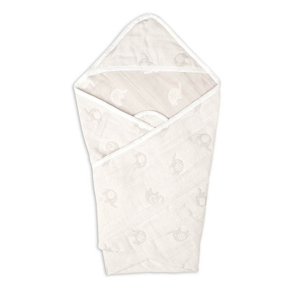 6層棉紗包巾-緹花-灰色 (85×85cm)