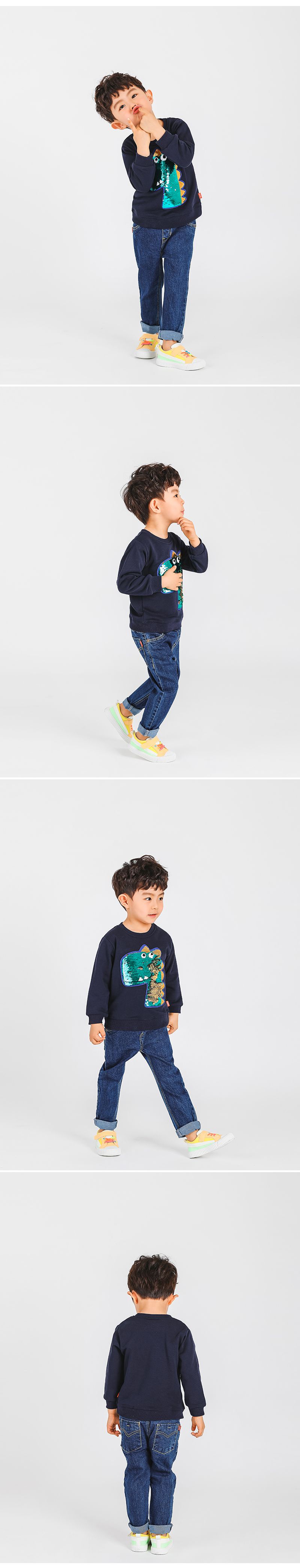 韓國 OZKIZ - 閃亮變色長袖大學T-恐龍