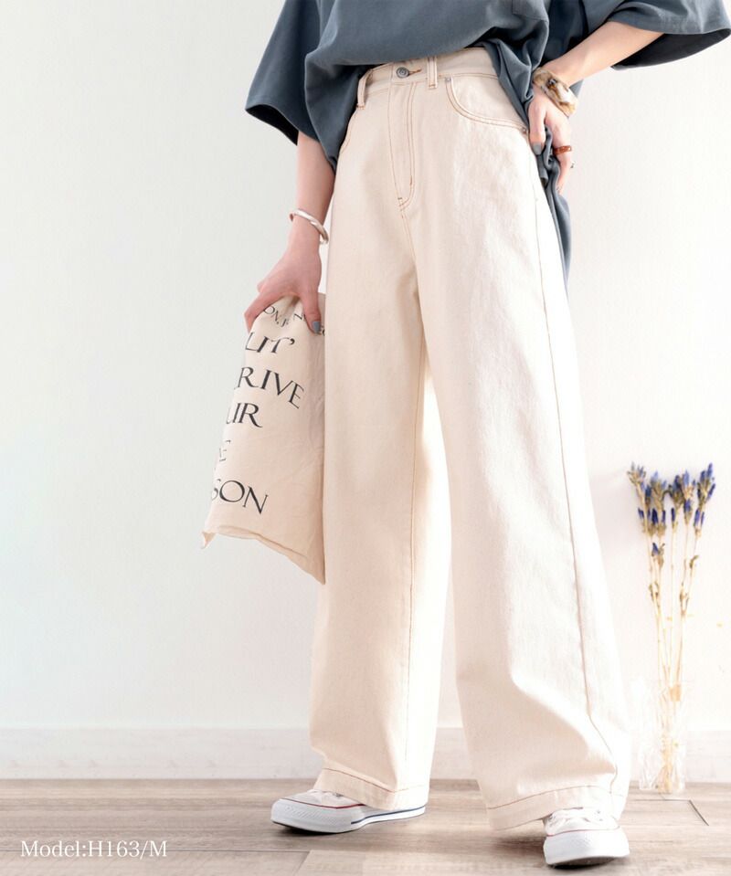 日本 Classical Elf - 熱銷必收！純棉厚磅顯瘦美腳寬褲-海軍藍