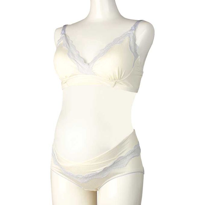 akachan honpo - 腹部交叉設計內褲-羅紋-米白色