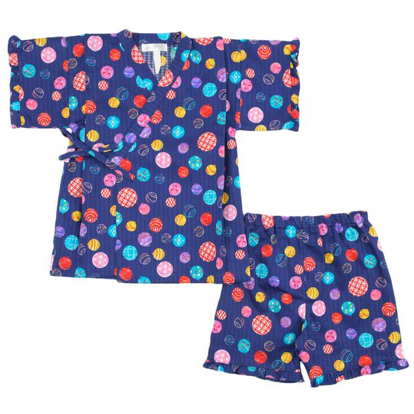 akachan honpo - 短袖兩件式甚平-水球-深藍色