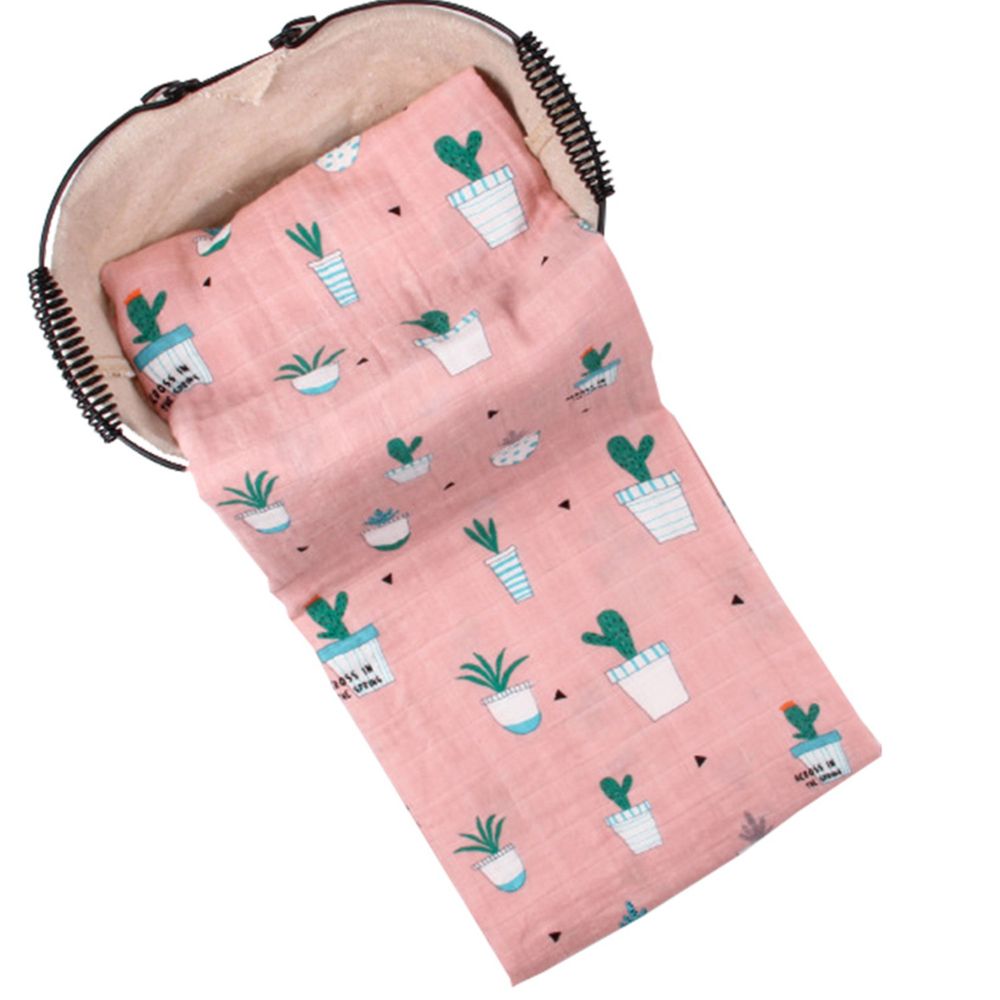 Muslin Tree - 動物印花雙層嬰兒紗布包巾/蓋被-春天的仙人掌 (120*120cm)