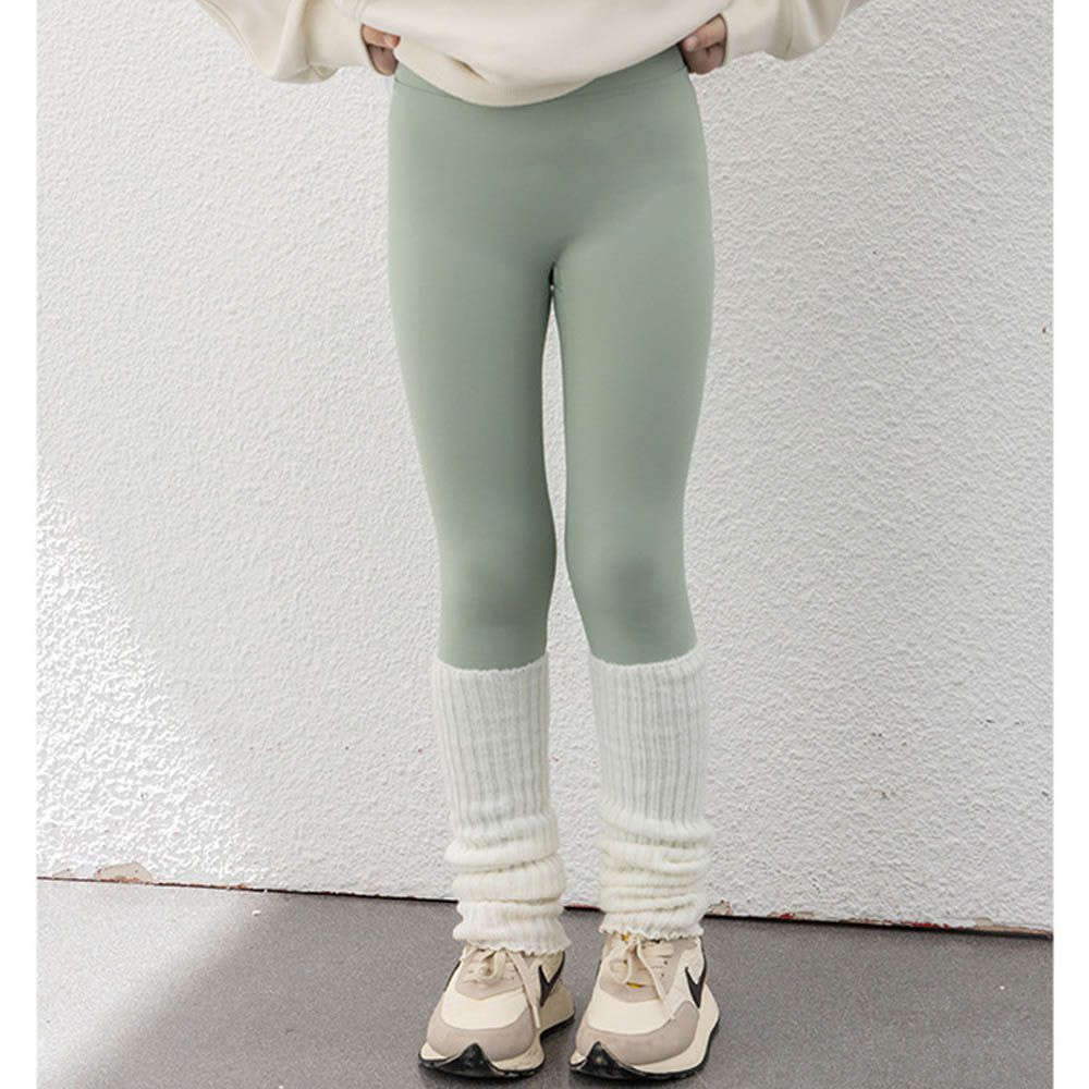 (無縫款)專為兒童設計彈力瑜珈褲/鯊魚褲-抹茶綠